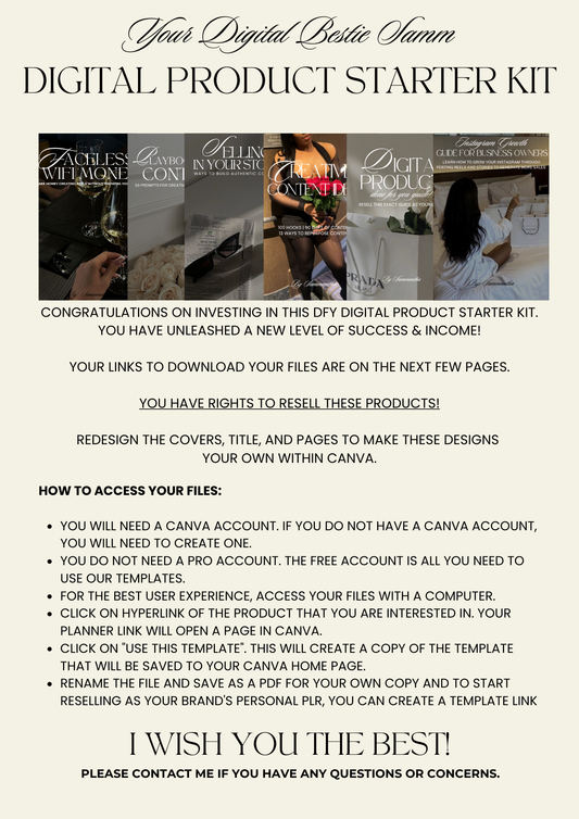 Digital Product STARTER KIT  (DFY with Master Reselling Rights)